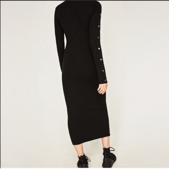 LAST NWT ZARA LONG DRESS WITH SNAP BUTTON SLEEVES WARM - Picture 6 of 12